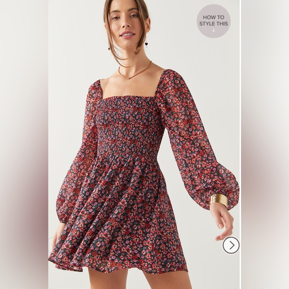 Francesca’s Smock Top Floral Mini Dress